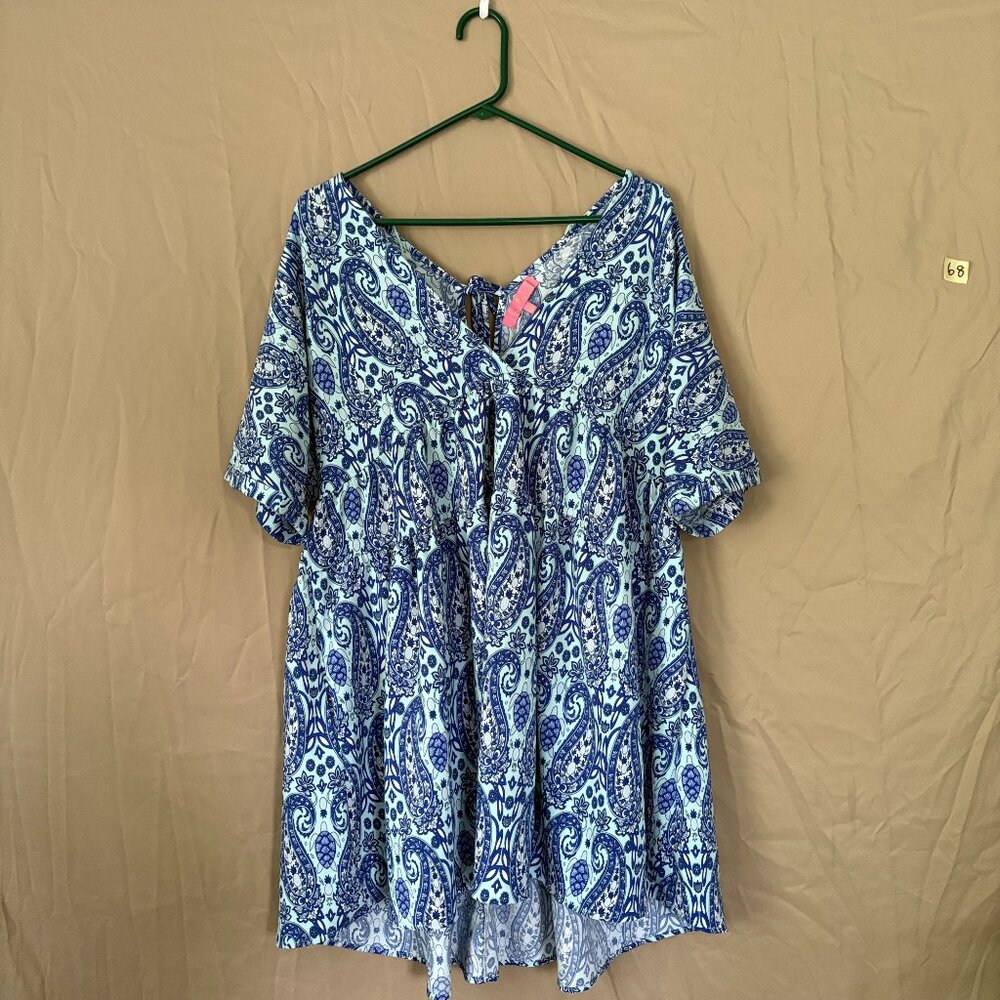Simply Southern Womens Blue Paisley Cover Up Dress Size L Beach Coastal Cowgirl